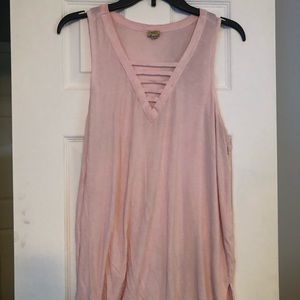 Pink V Neck Swing Tank